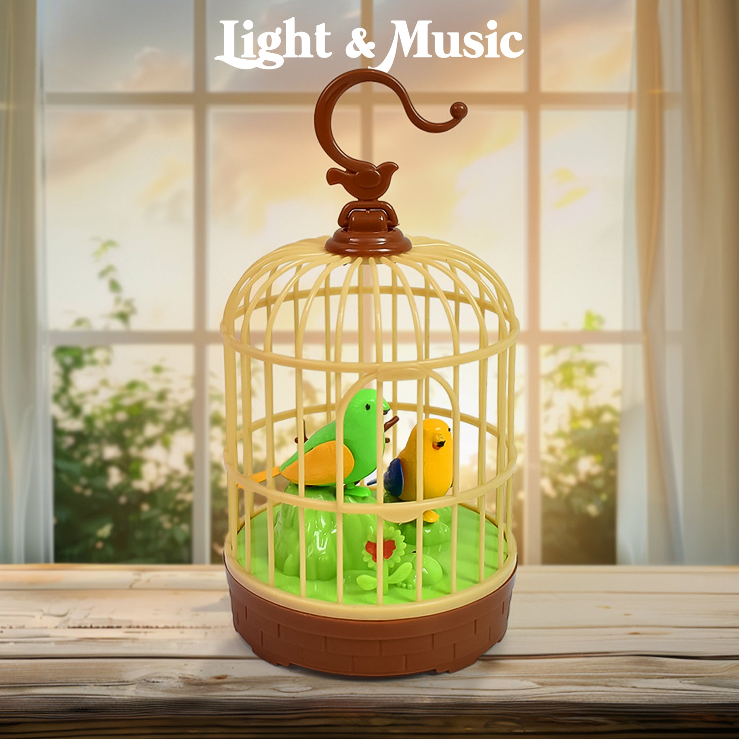 Sound Activated Chirping Bird In Hanging Cage Beautiful Pinjra Bird Toy (1 Pc  Battery Not Operated) Sound Activated Chirping Bird In Hanging Cage Beautiful Pinjra Bird Toy (1 Pc  Battery Not Operated)